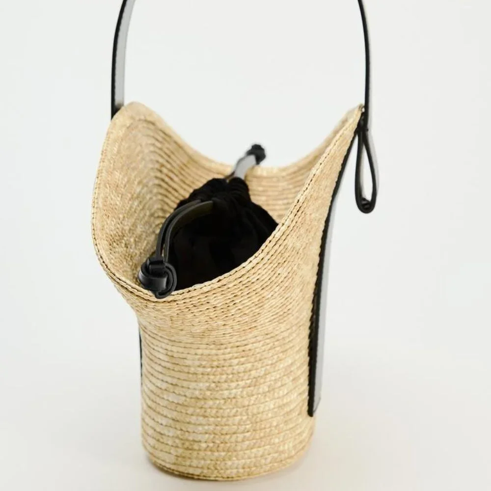 🦋 BLOGGERS FAVORITE 🦋 NWT ZARA RAFFIA BASKET BAG - Picture 7 of 15